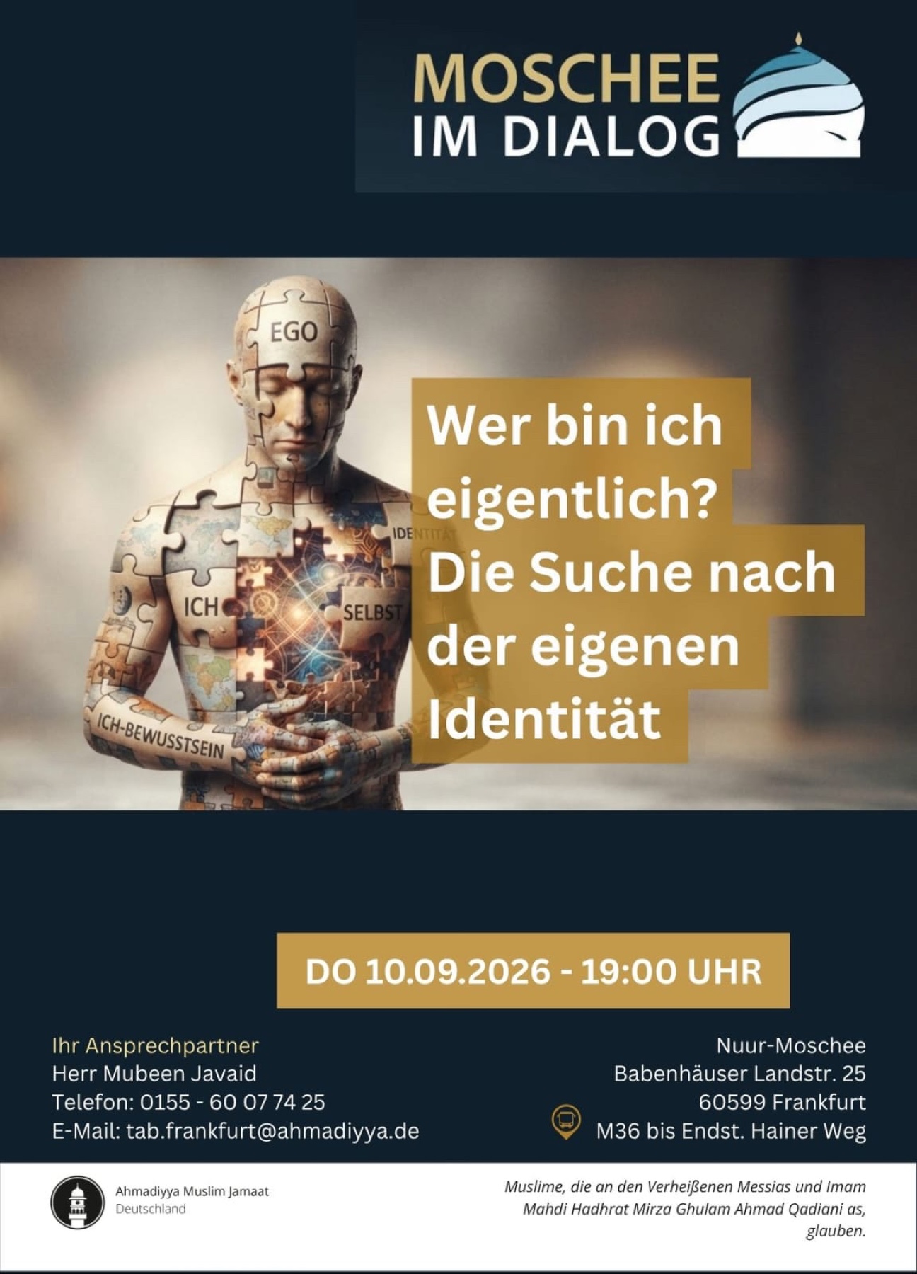 Veranstaltungsflyer: Wer bin ich eigentlich?